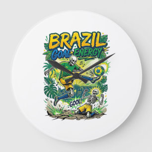Relógio Grande Energia do Gol do Brasil Esqueleto Atacante Nações
