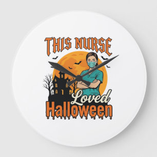 Relógio Grande Enfermeira de Halloween Amou o Halloween Vintage A