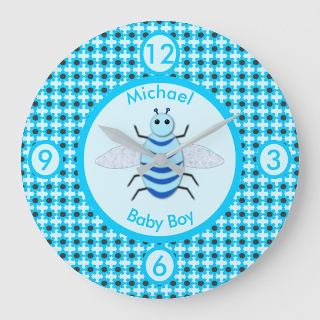 Relógio Grande Enfermeiro Personalizado De Bebê Azul (Frente)
