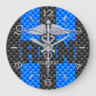 Relógio Grande Enfermeiro RN Caduceus Estilo Personalizado Carbon