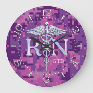 Relógio Grande Enfermeiro RN Caduceus Monograma Estilo de Discage
