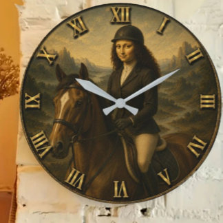 Relógio Grande English Riding Funny Mona Lisa Equestrian Rider Gi