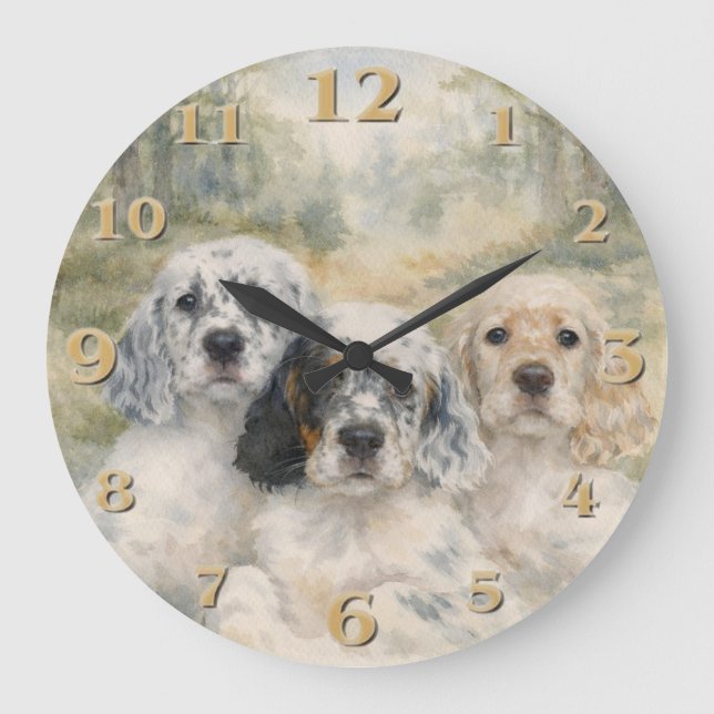 Relógio Grande English Setter Puppies (Frente)