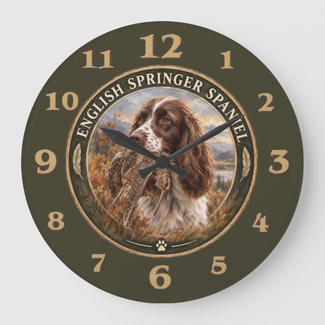 Relógio Grande English Springer Spaniel  (Frente)