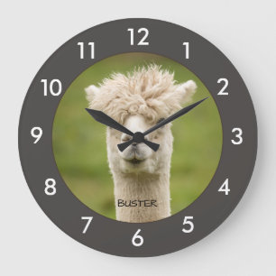 Relógio Grande Engraçado Alpaca Personalizado Llama