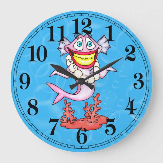 Relógio Grande Engraçado Fashion Diva Fish Wall Clock (Frente)