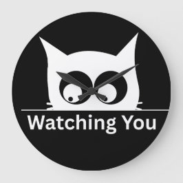 Relógio Grande Engraçado Gato Observando Você Fofo Minimalista