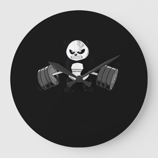 Relógio Grande Engraçado Panda Workout Kitten Gym Deadlifpower (Frente)