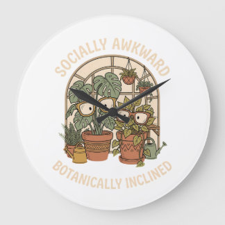 Relógio Grande Engraçado Socialmente Desajeitado Botânico Planta