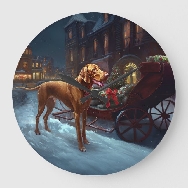 Relógio Grande Época Festiva de Natal do Vizsla (Frente)