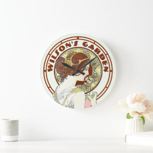 Relógio Grande Era Victoriana Art Nouveau de Mucha Garden