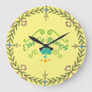 Relógio Grande Erin Go Braugh Irish Folk Art Weath