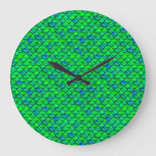 Relógio Grande Escalas Azuis Verde de Queda