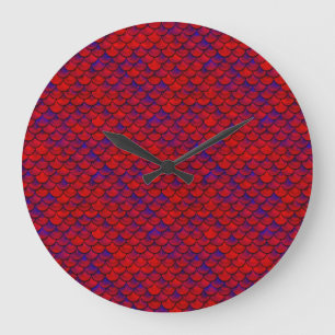 Relógio Grande Escalas de Vermelho e Roxo