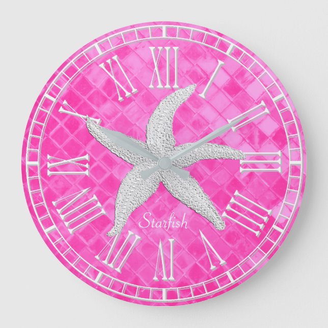 Relógio Grande Escaravelho Branco Escaravelho Rosa Escancarado Pe (Frente)