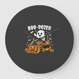 Relógio Grande Escavadeira Fantasma Boo Dozer Halloween_1
