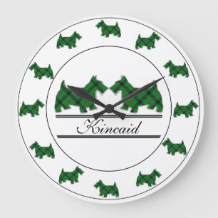 Relógio Grande Escocês Clan Kincaid Tartan Xadrez Scottie Dogs