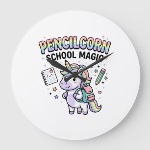 Relógio Grande Escola de Lápis de Unicórnio Magia Encantadora Mer