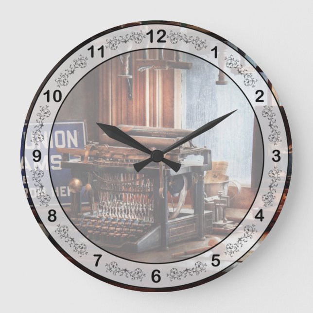 Relógio Grande Escritor - Máquina de escrever - O aspirante a esc (Frente)