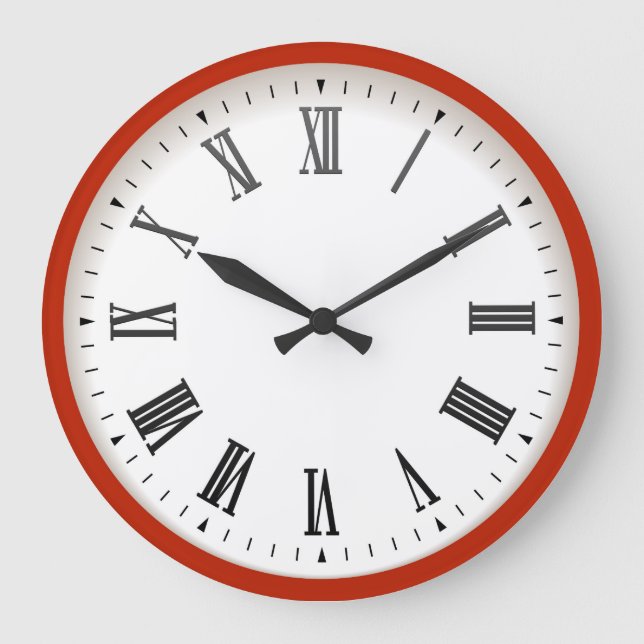 Relógio Grande Escritório de paredes brancas e vermelhas é grande (Frente)