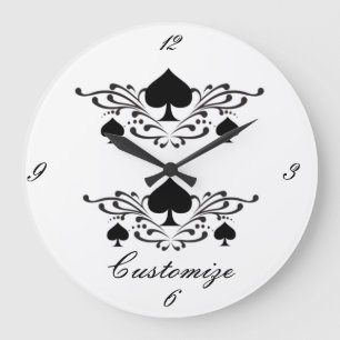 Relógio Grande Espadas Pretas Espirais em Estilo de Tatuagem Thun