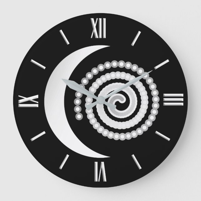 Relógio Grande Espiral de prata da lua (Frente)