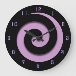 Relógio Grande Espiral hipnótica Roxo com Números Roxos Clock