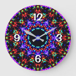 Relógio Grande Esplêndido Padrão de Caleidoscópio Azul Colorido