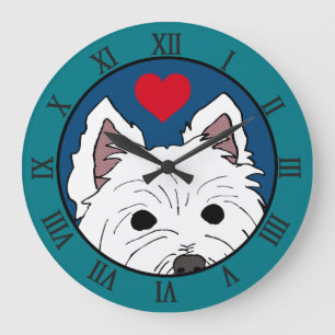 Relógio Grande Espreitando Westie com coração