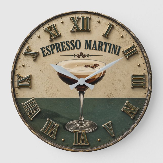 Relógio Grande Espresso Coffee Cocktail Bar Decor  (Frente)