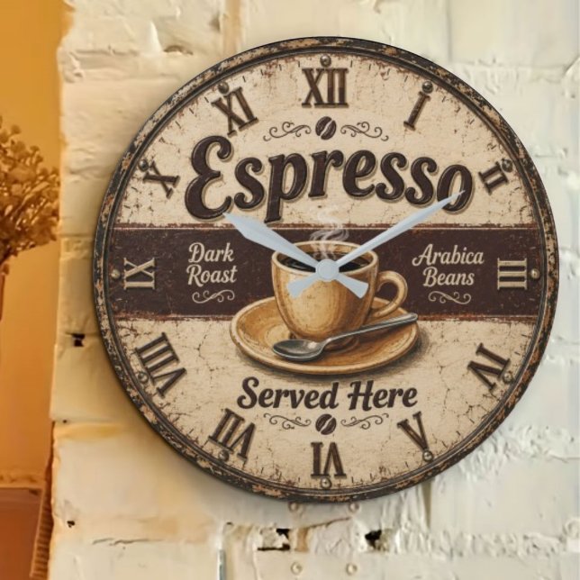 Relógio Grande Espresso Vintage Coffee Bar (Criador carregado)