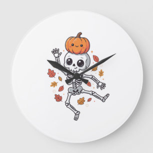 Relógio Grande Esqueleto Dançante de Halloween Fofo com Cabeça de