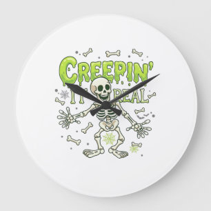 Relógio Grande Esqueleto de Aranha de Ossos de Halloween Creepin