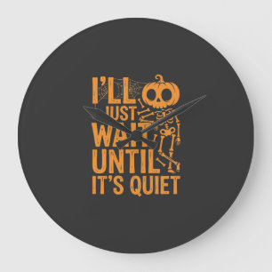 Relógio Grande Esqueleto engraçado do Halloween esperando por um