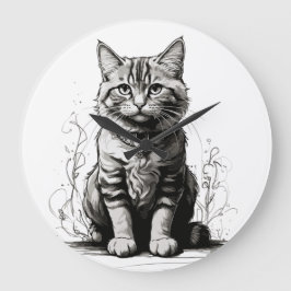 Relógio Grande Esquema do Lápis de Gato Bonito