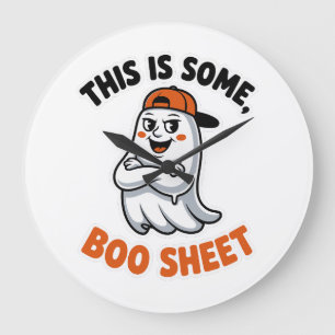 Relógio Grande Esta É A Figurinha De Boo Sheet Ghost Groovy Hallo