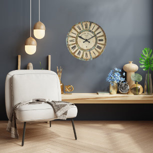 Relógio Grande Estação Vintage, 1870, Café Wall Clock