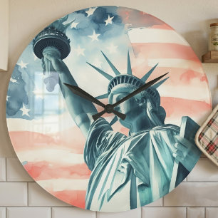 Relógio Grande Estátua da Liberdade com bandeira americana