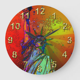 Relógio Grande Estátua da liberdade psicadélico 1R da cor do