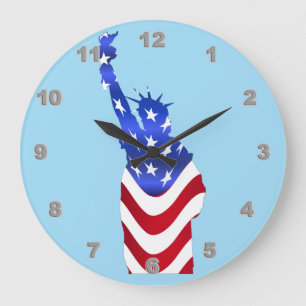 Relógio Grande Estátua de Bandeira da Liberty Acrylic Wall Clock