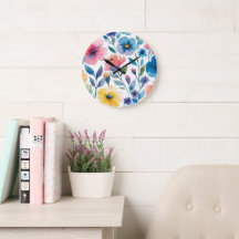 Estilo de Aquarela Clock Floral