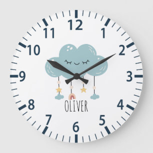 Relógio Grande Estilo de Boho Cento da Parede da Nuvem Lullaby
