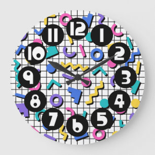 Relógio Grande Estilo de Memphis da década de 1980/90