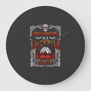 Relógio Grande Estilo de Vida de Halloween Morcego Crânio Cemitér