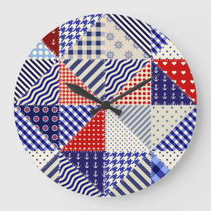 Relógio Grande Estilo Náutico Triângulo com Patchwork Retroativa