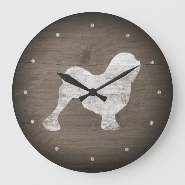 Relógio Grande Estilo Russo de Silhouette de Lowchen (Frente)