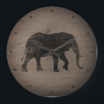 Relógio Grande Estilo Russo do Elefante Africano<br><div class="desc">Relógio de Parede do Elefante Lover. A design de madeira é impressa,  não madeira real.</div>