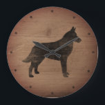 Relógio Grande Estilo Russo Malinois Belga<br><div class="desc">Relógio de Muro de Malinois Lover belga. A design de madeira é impressa,  não madeira real.</div>