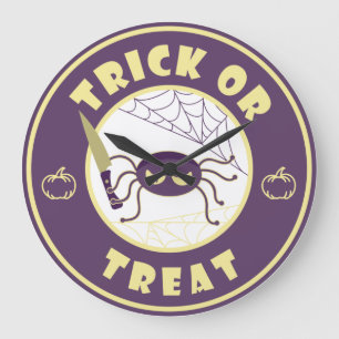 Relógio Grande Estilo Starbucks para a aranha do halloween