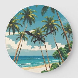 Relógio Grande Estilo Vintage Havaiano Viagem Aloha Do Havaí